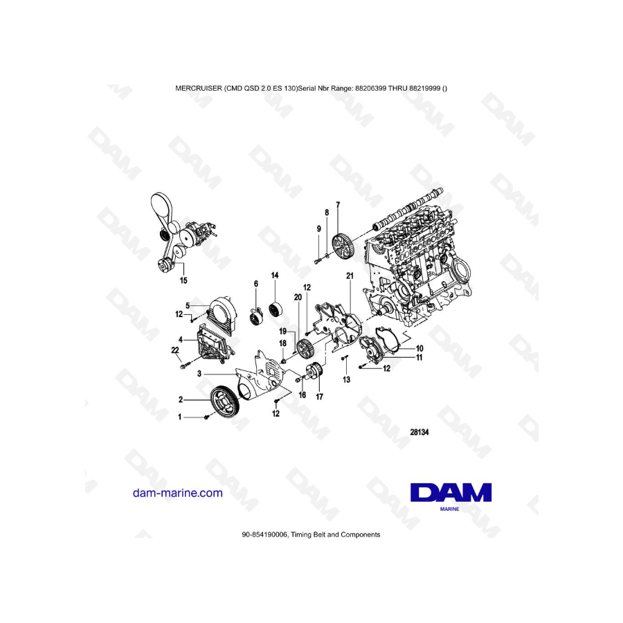MERCRUISER CMD QSD 2.0 ES 150 - Timing Belt and Components
