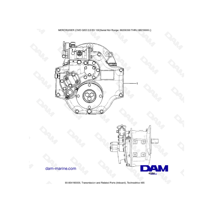 MERCRUISER CMD QSD 2.0 ES 150 - Transmission and Related Parts (Inboard), Technodrive 485