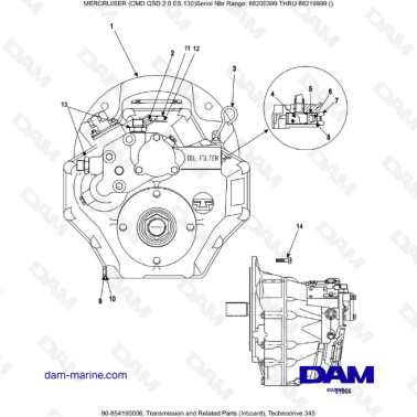 MERCRUISER CMD QSD 2.0 ES 150 - Transmission and Related Parts (Inboard), Technodrive 345