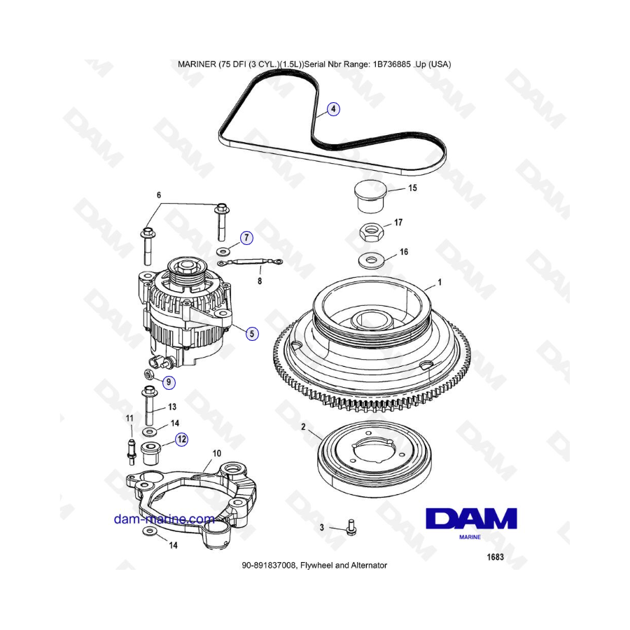 Mercury Mariner 75 Optimax - Flywheel and Alternator