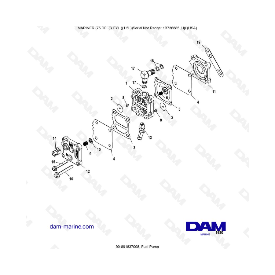 Mercury Mariner 75 Optimax - Bomba de combustible