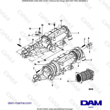 Mercruiser CMD QSD 2.0 ES 170 - Intake Manifold/Heat Exchanger