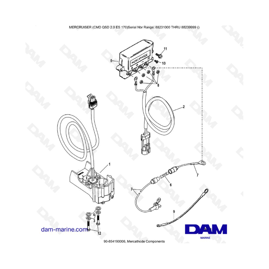 Mercruiser CMD QSD 2.0 ES 170 - Mercathode Components