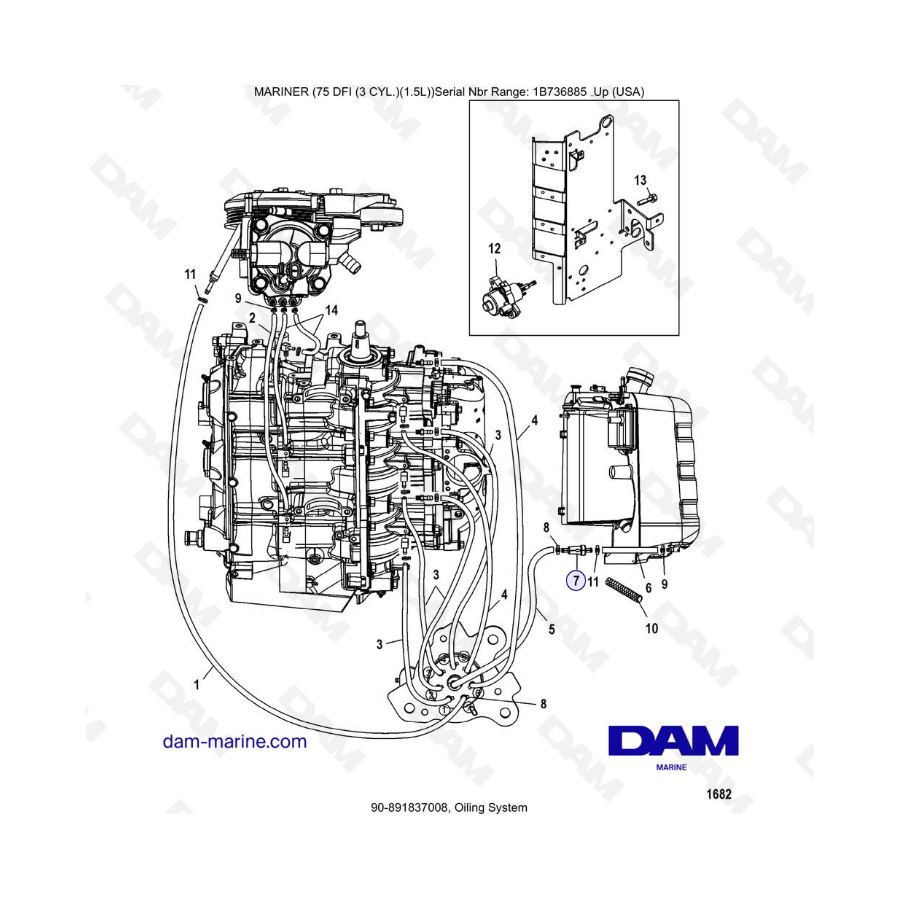 Mercury Mariner 75 Optimax - Sistema de lubricación