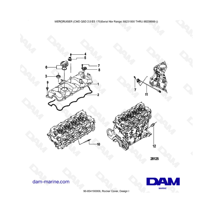 Mercruiser CMD QSD 2.0 ES 170 - Rocker Cover, Design I Mercruiser CMD QSD 2.0 ES 170 - Rocker Cover, Design I