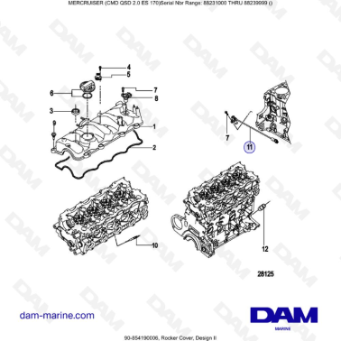 Mercruiser CMD QSD 2.0 ES 170 - Rocker Cover, Design II
