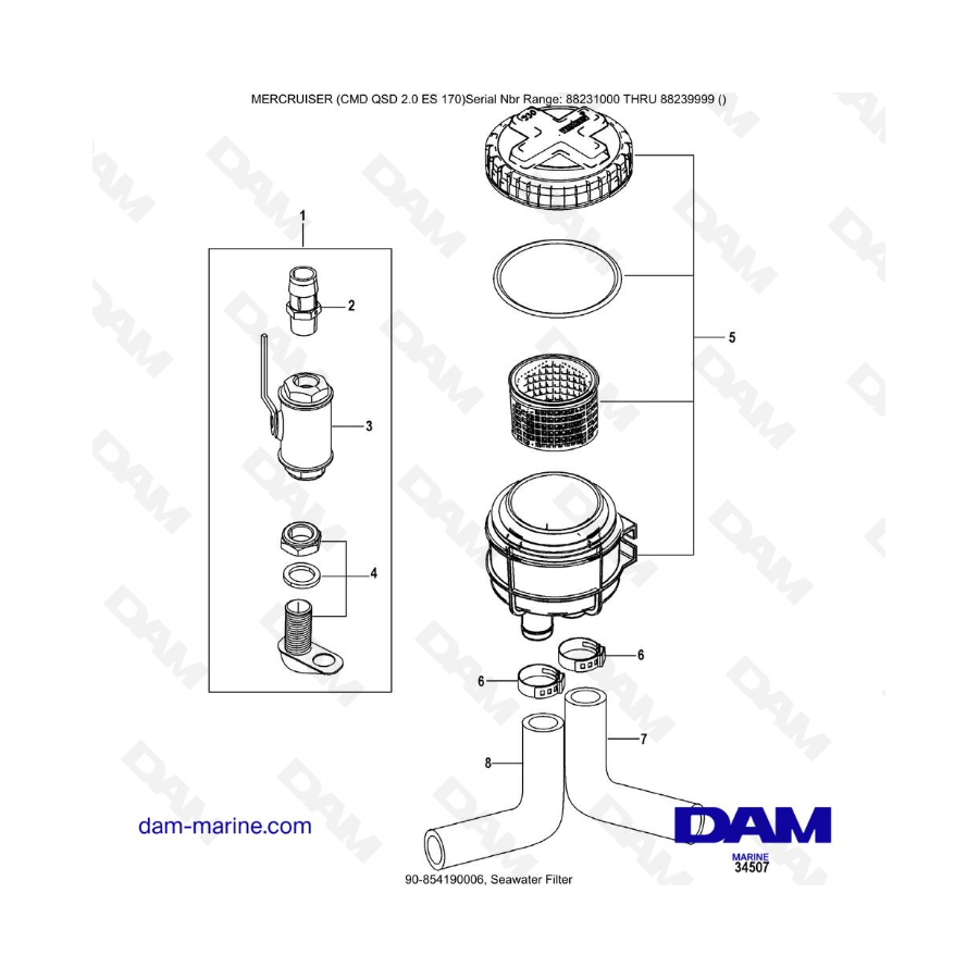 Mercruiser CMD QSD 2.0 ES 170 - Seawater Filter Mercruiser CMD QSD 2.0 ES 170 - Seawater Filter