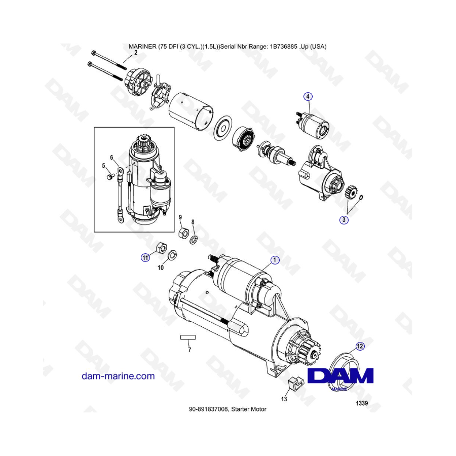 Mercury Mariner 75 Optimax - Motor de arranque