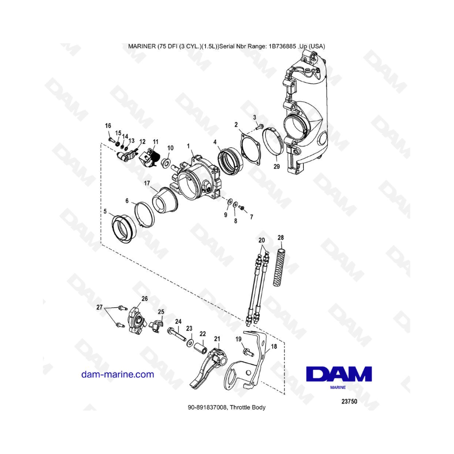 Mercury Mariner 75 Optimax - Throttle Body