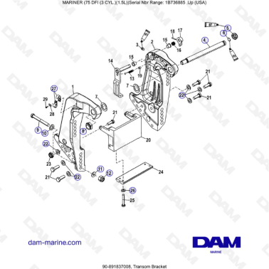 Mercury Mariner 75 Optimax - Transom Bracket