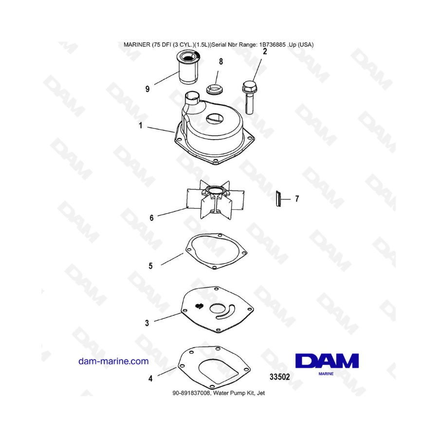 Mercury Mariner 75 Optimax - Water Pump Kit, Jet