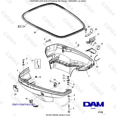 Mercury Mariner 225 EFI - Bottom Cowl