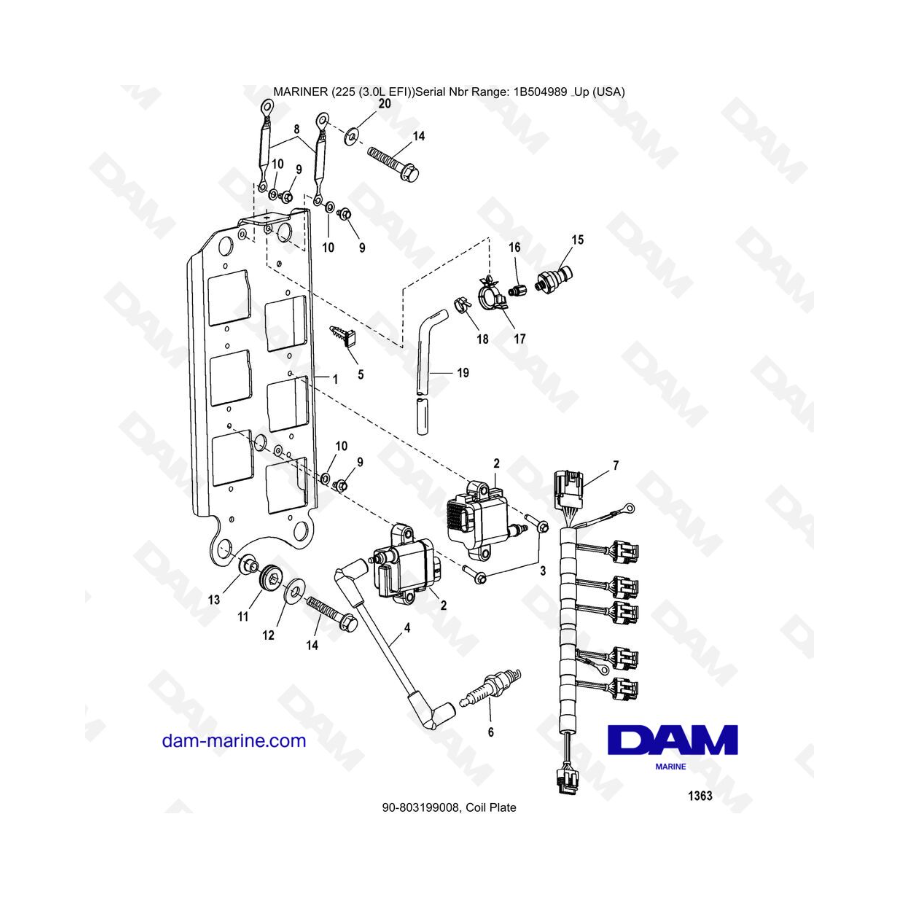 Mercury Mariner 225 EFI - Coil Plate