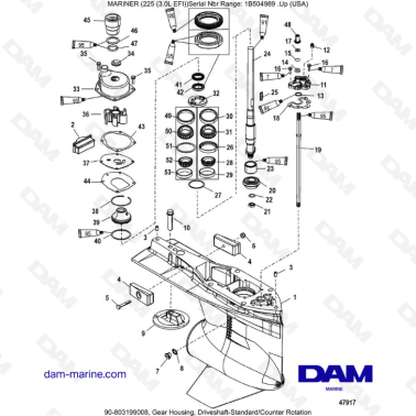 Mercury Mariner 225 EFI - Gear Housing, Driveshaft-Standard/Counter Rotation
