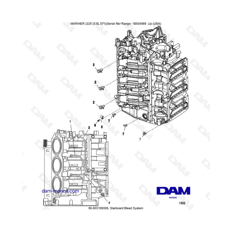 Mercury Mariner 225 EFI - Starboard Bleed System Mercury Mariner 225 EFI - Starboard Bleed System