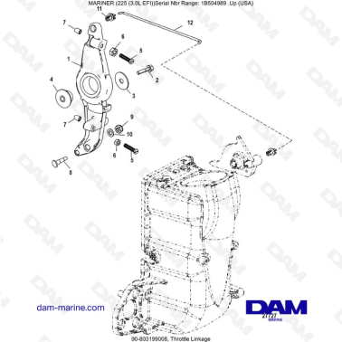 Mercury Mariner 225 EFI - Throttle Linkage