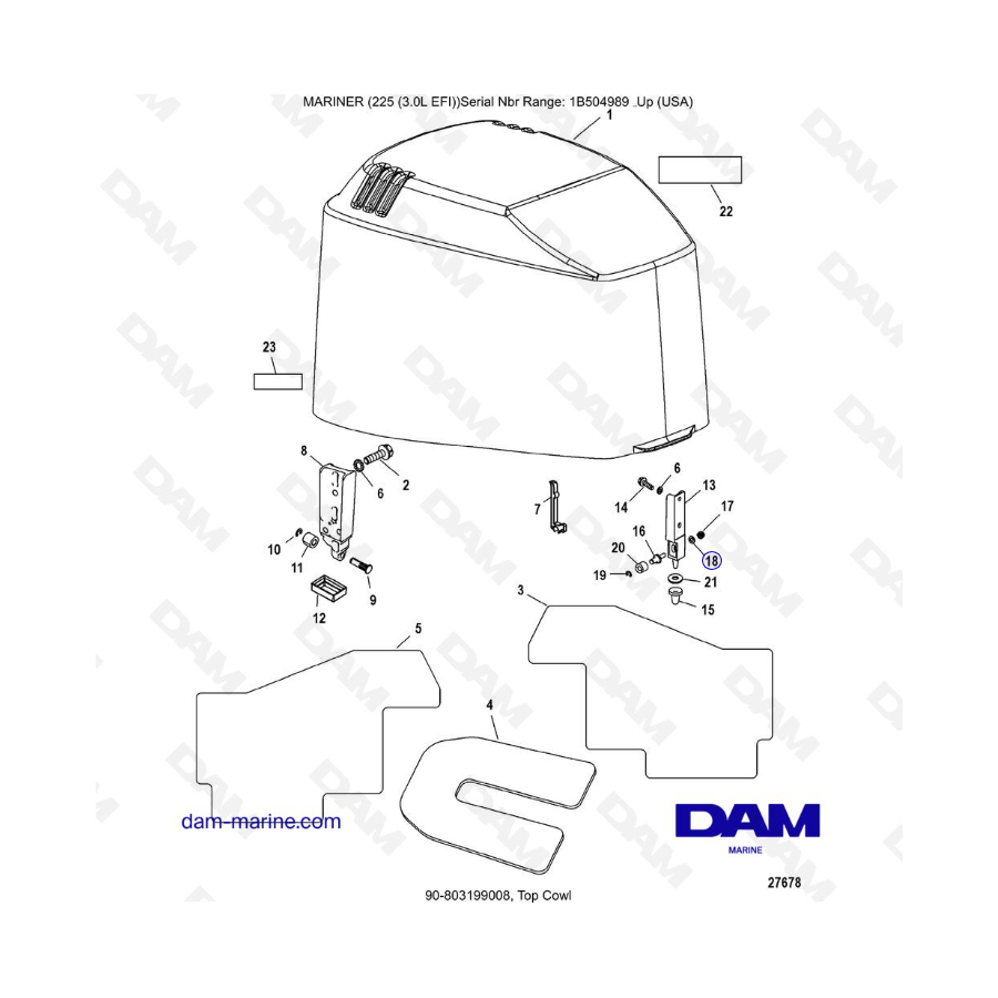 Mercury Mariner 225 EFI - Top Cowl