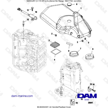 MERCURY MARINER 175 OPTIMAX - Air Handler/Flywheel Cover