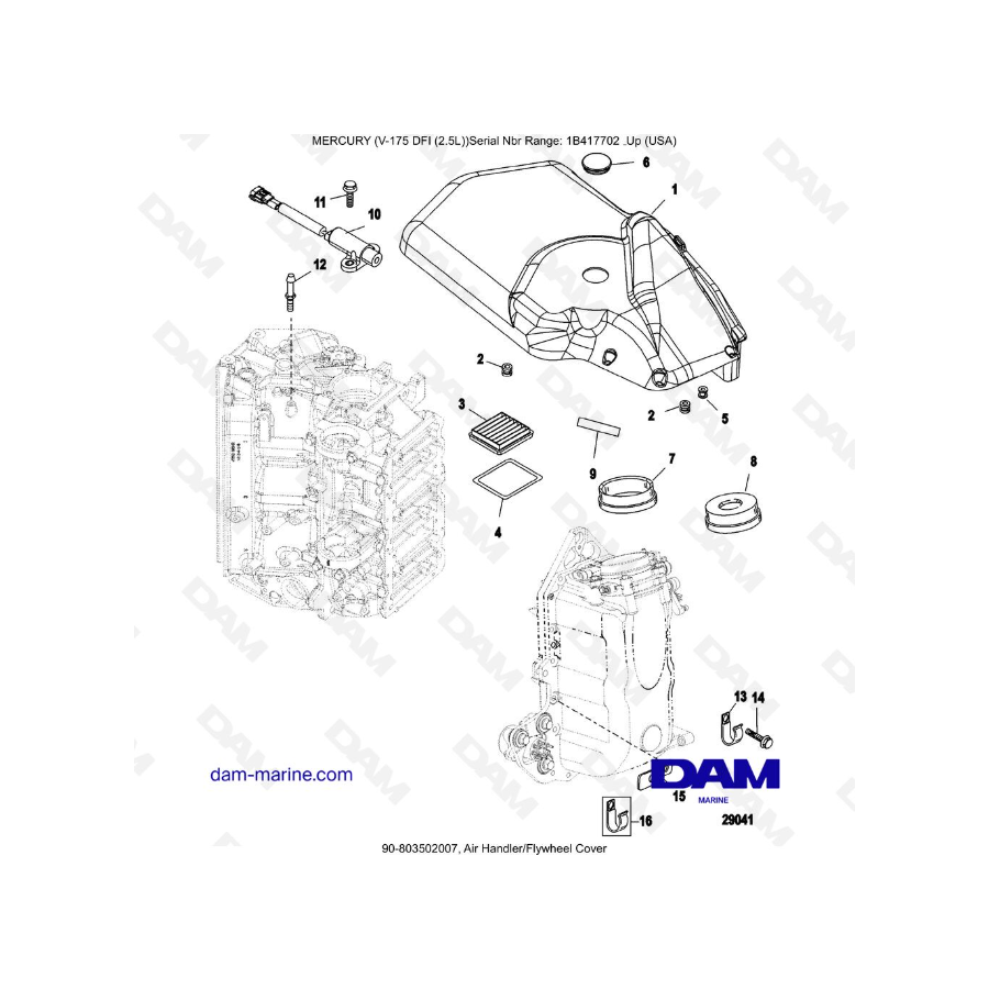 MERCURY MARINER 175 OPTIMAX - Cubierta del volante/manejador de aire