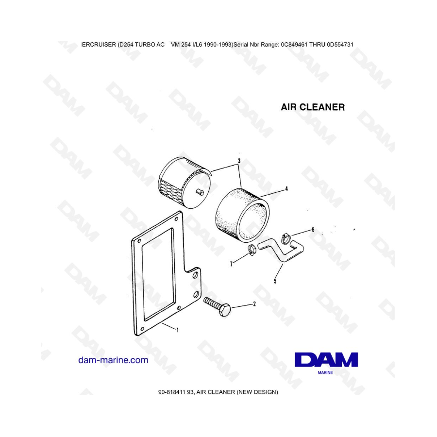 Purificador de aire Mercruiser D254 Turbo AC (nuevo diseño)