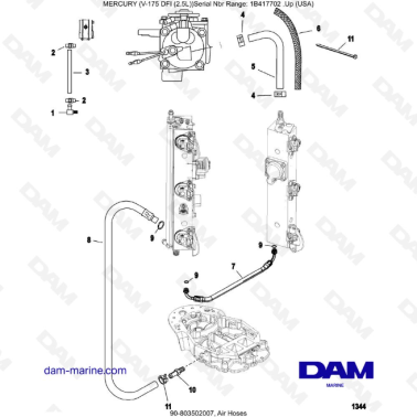 MERCURY MARINER 175 OPTIMAX - Air Hoses