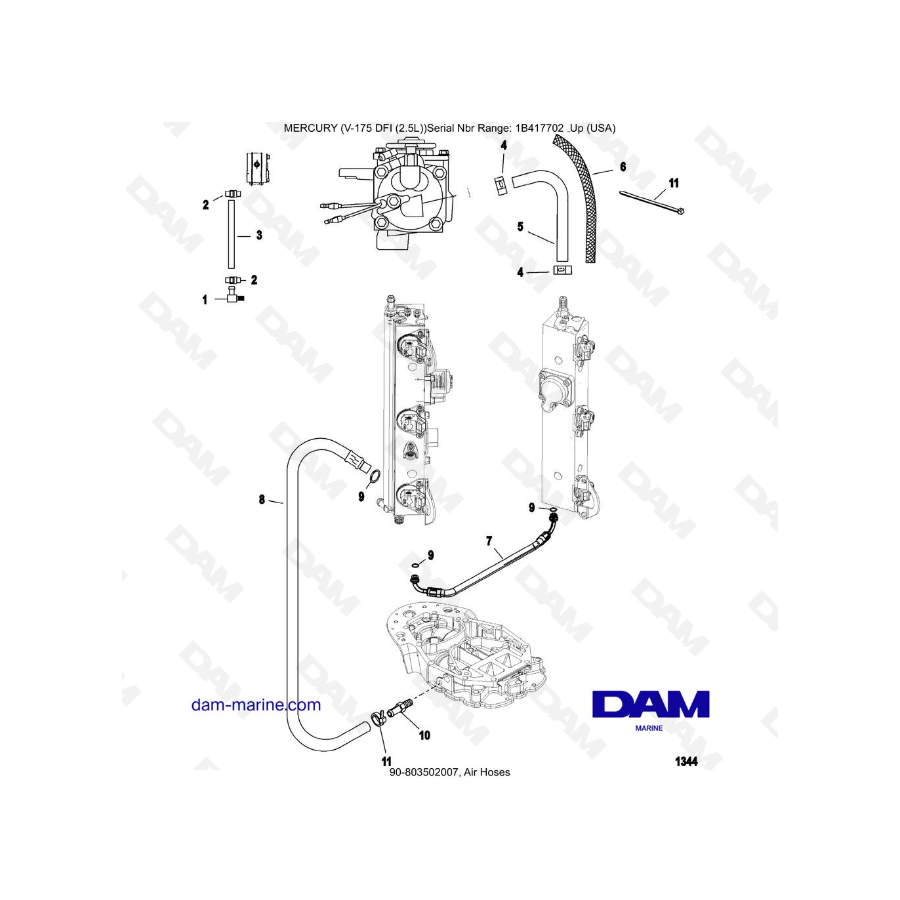 MERCURY MARINER 175 OPTIMAX - Mangueras de aire