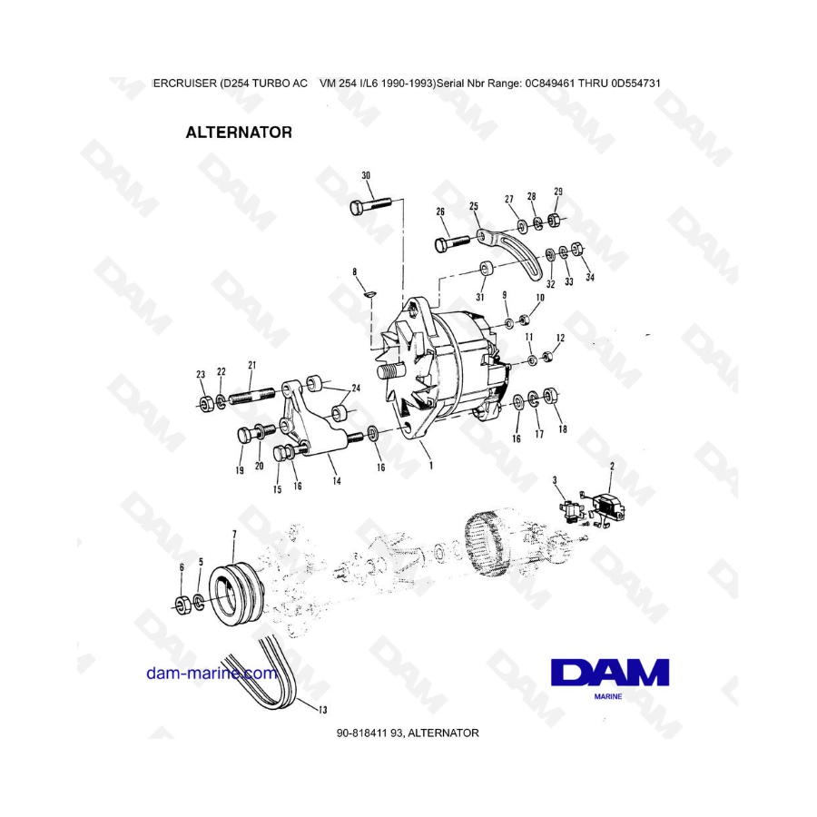 Mercruiser D254 TURBO AC - ALTERNATOR