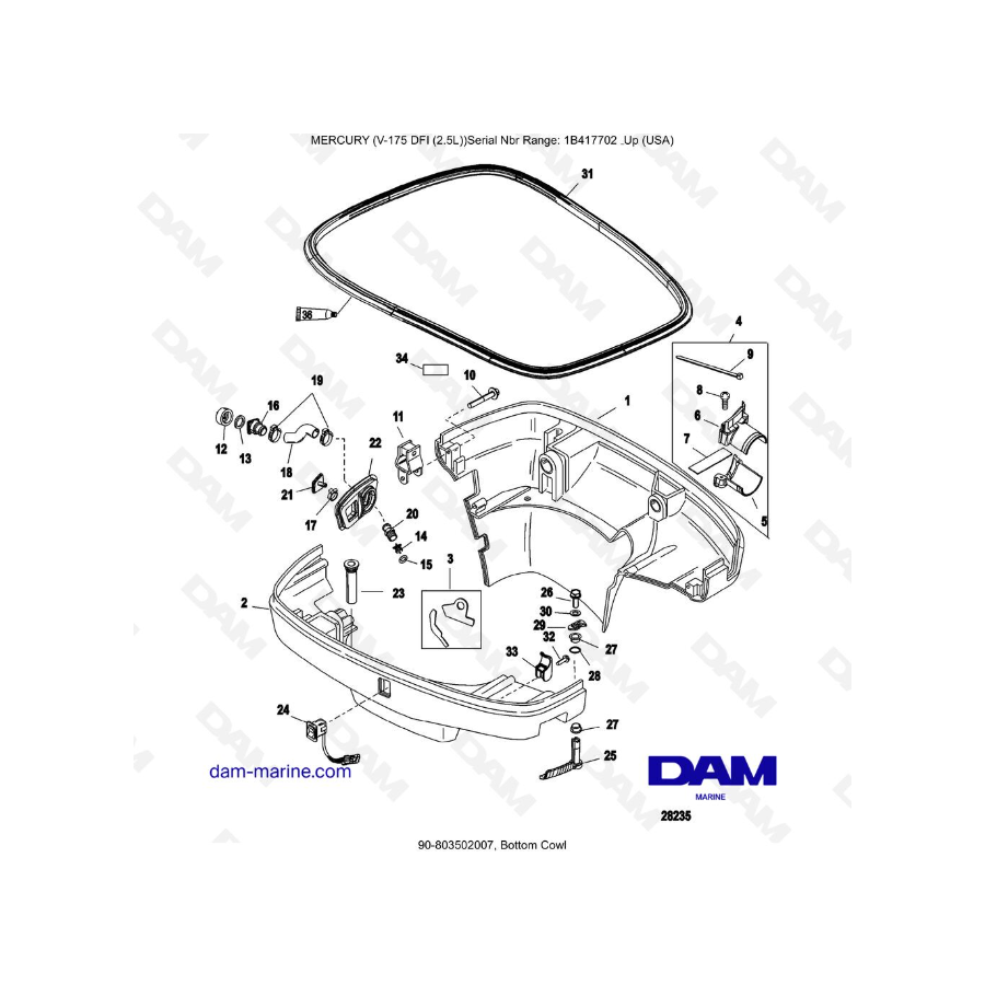 MERCURY MARINER 175 OPTIMAX - Bottom Cowl
