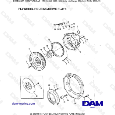 Mercruiser D254 TURBO AC - FLYWHEEL HOUSING/DRIVE PLATE (INBOARD)