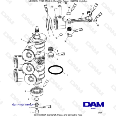 MERCURY MARINER 175 OPTIMAX - Crankshaft, Pistons and Connecting Rods