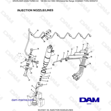 Mercruiser D254 TURBO AC - INJECTION NOZZLE/LINES