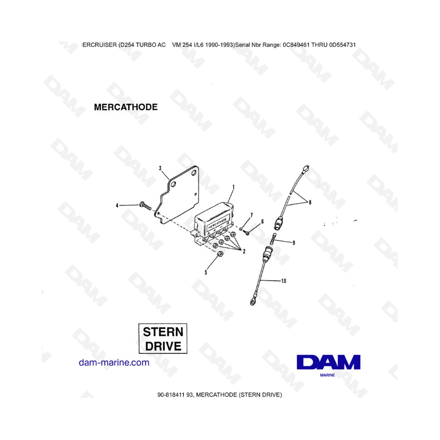Mercruiser D254 TURBO AC - MERCATHODE (TRANSMISIÓN EN POPA)