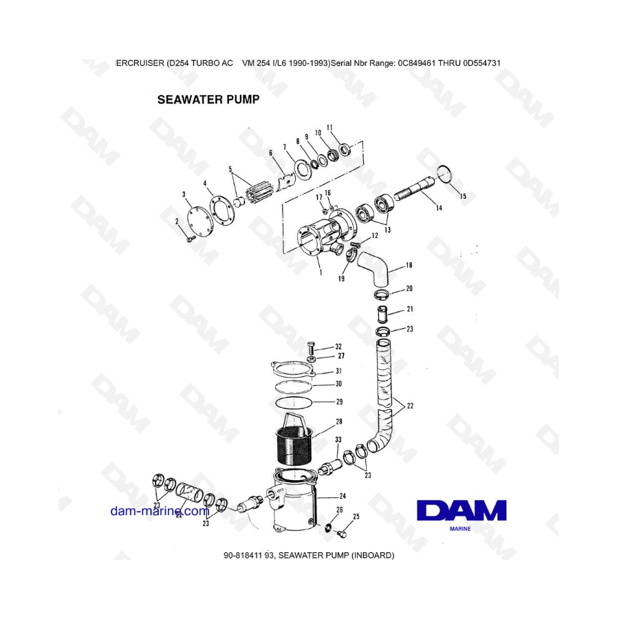 Mercruiser D254 TURBO AC - BOMBA DE AGUA DE MAR (INTRABORDA)