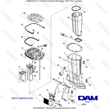 MERCURY MARINER 175 OPTIMAX - Driveshaft Housing and Exhaust Tube