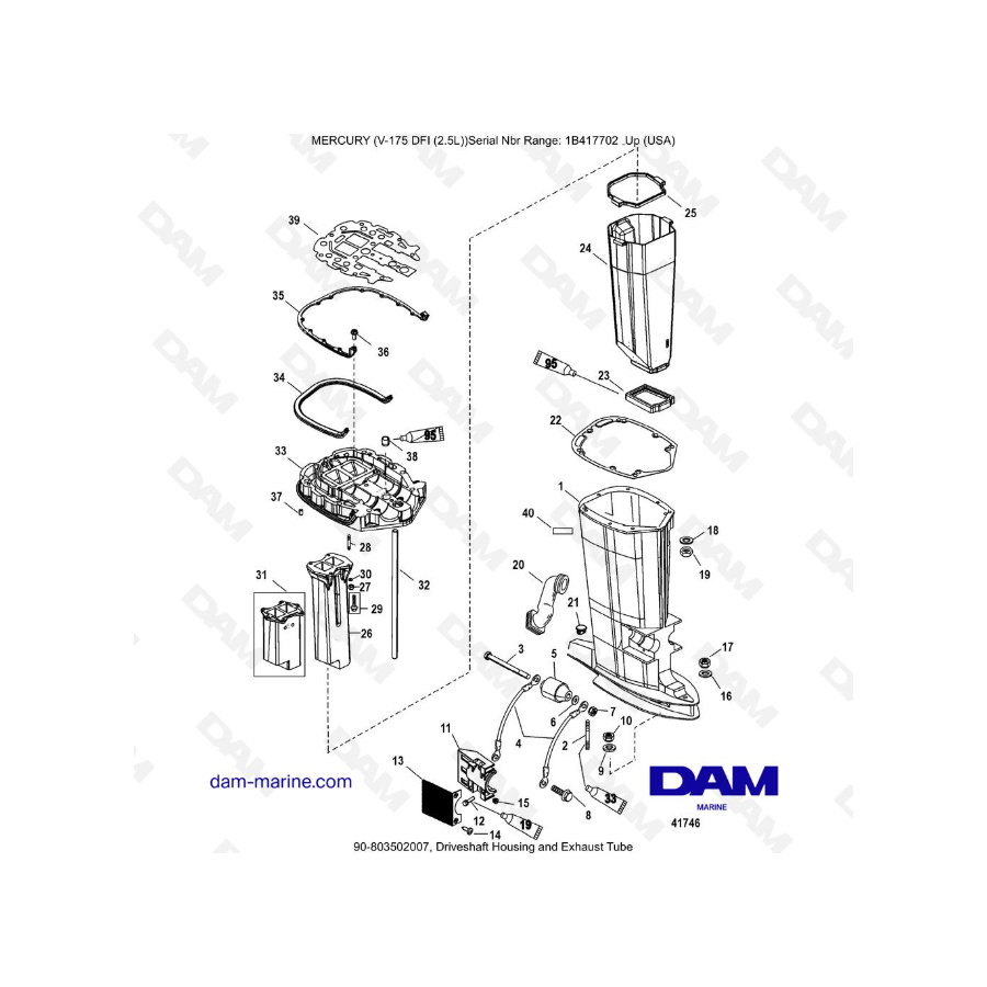 MERCURY MARINER 175 OPTIMAX - Driveshaft Housing and Exhaust Tube