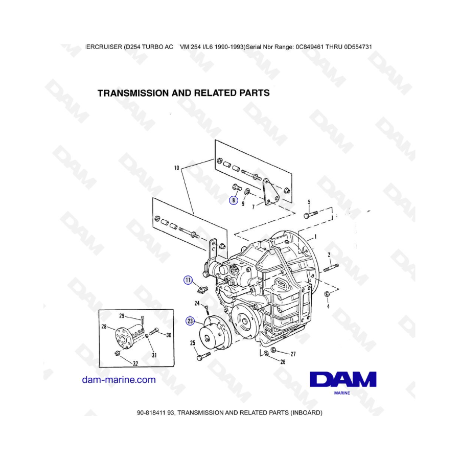 Mercruiser D254 TURBO AC - TRANSMISSION AND RELATED PARTS (INBOARD)