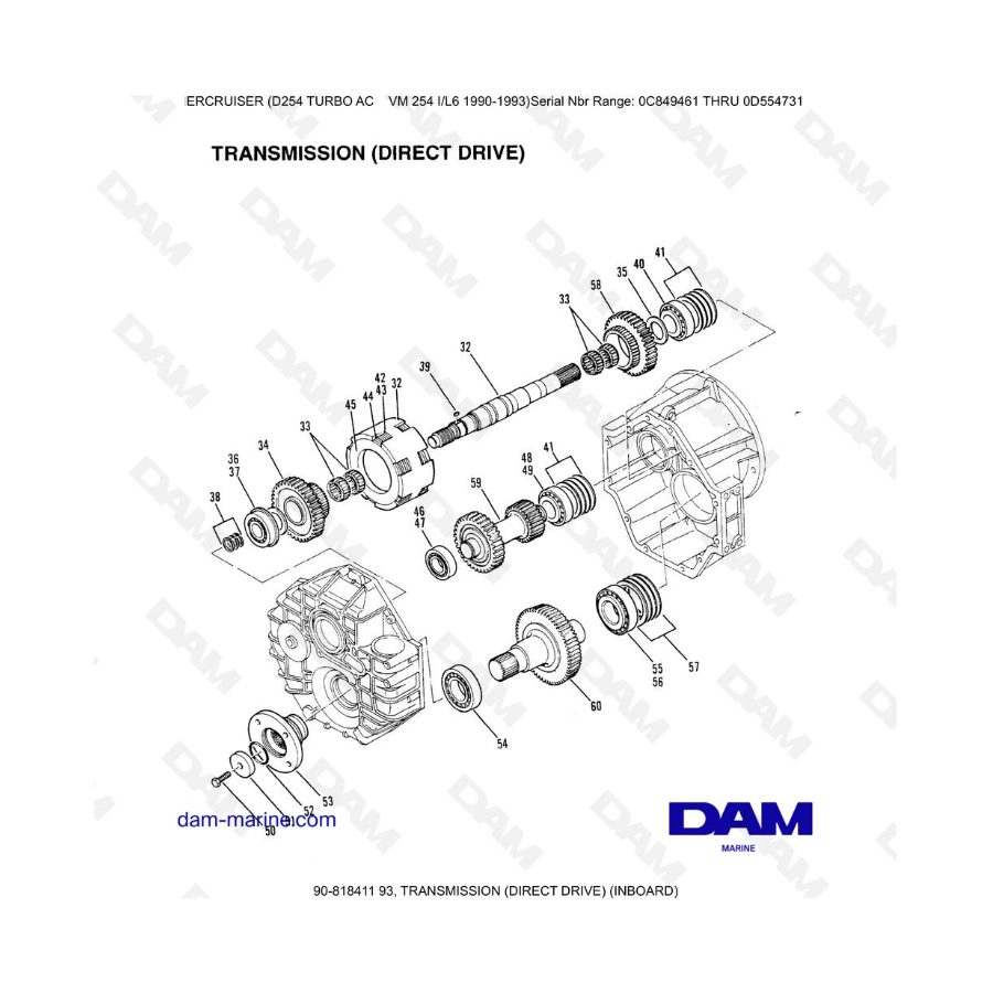 Mercruiser D254 TURBO AC - TRANSMISSION (DIRECT DRIVE) (INBOARD) Mercruiser D254 TURBO AC - TRANSMISSION (DIRECT DRIVE) (INBOARD)