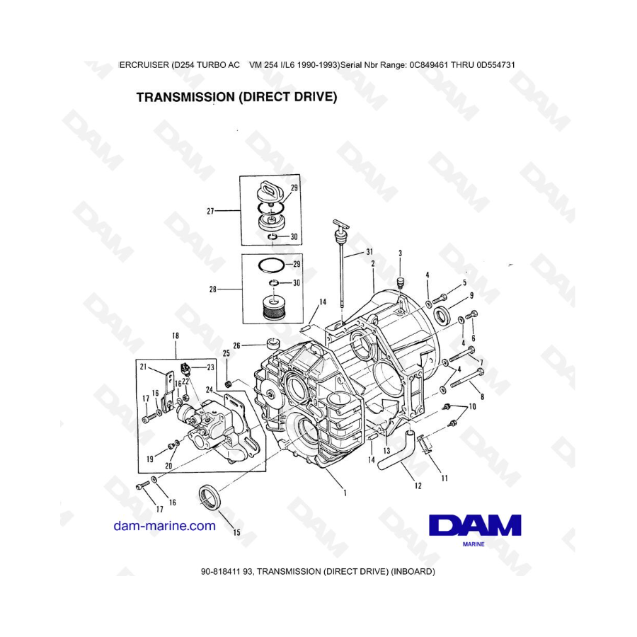 Mercruiser D254 TURBO AC - TRANSMISIÓN (TRACCIÓN DIRECTA) (INTRABORDA)