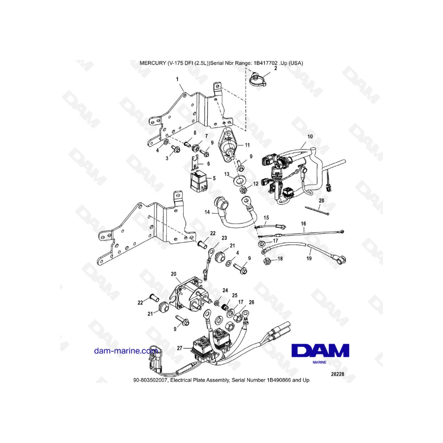 MERCURY MARINER 175 OPTIMAX - Electrical Plate Assembly, Serial Number 1B490866 and Up