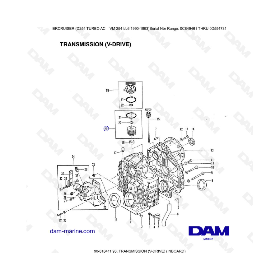 Mercruiser D254 TURBO AC - TRANSMISSION (V-DRIVE) (INBOARD)