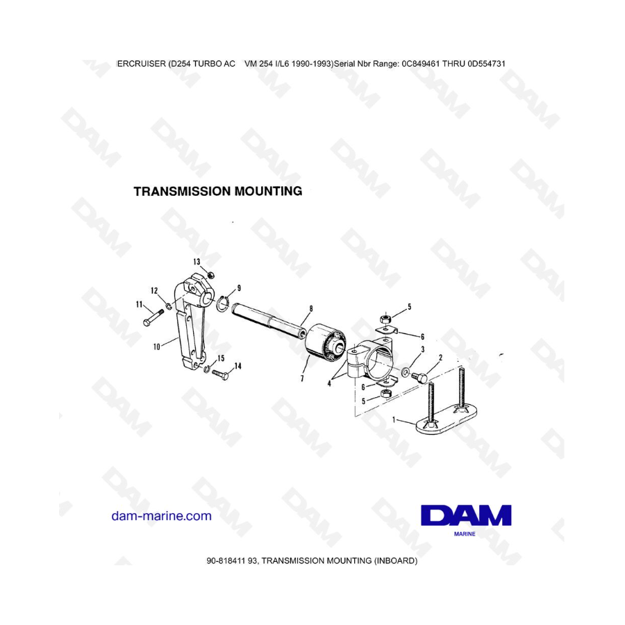 Mercruiser D254 TURBO AC - TRANSMISSION MOUNTING (INBOARD)