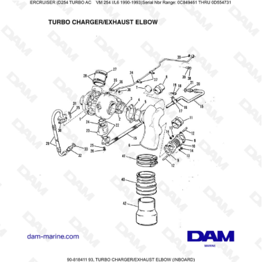 Mercruiser D254 TURBO AC - TURBO CHARGER/EXHAUST ELBOW (INBOARD)