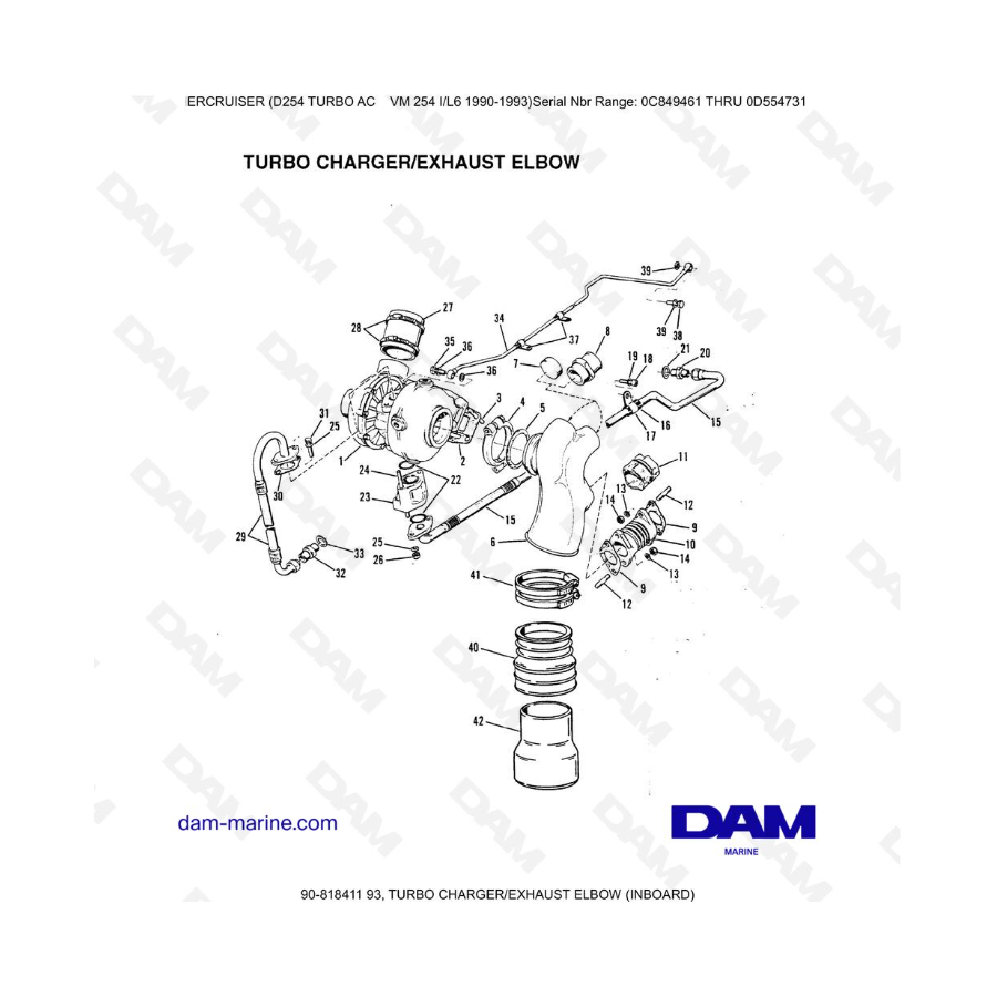 Mercruiser D254 Turbo AC - Turbo Charge/Exhaust Elbow (Inboard)