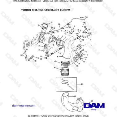 Mercruiser D254 TURBO AC - TURBO CHARGER/EXHAUST ELBOW (STERN DRIVE)