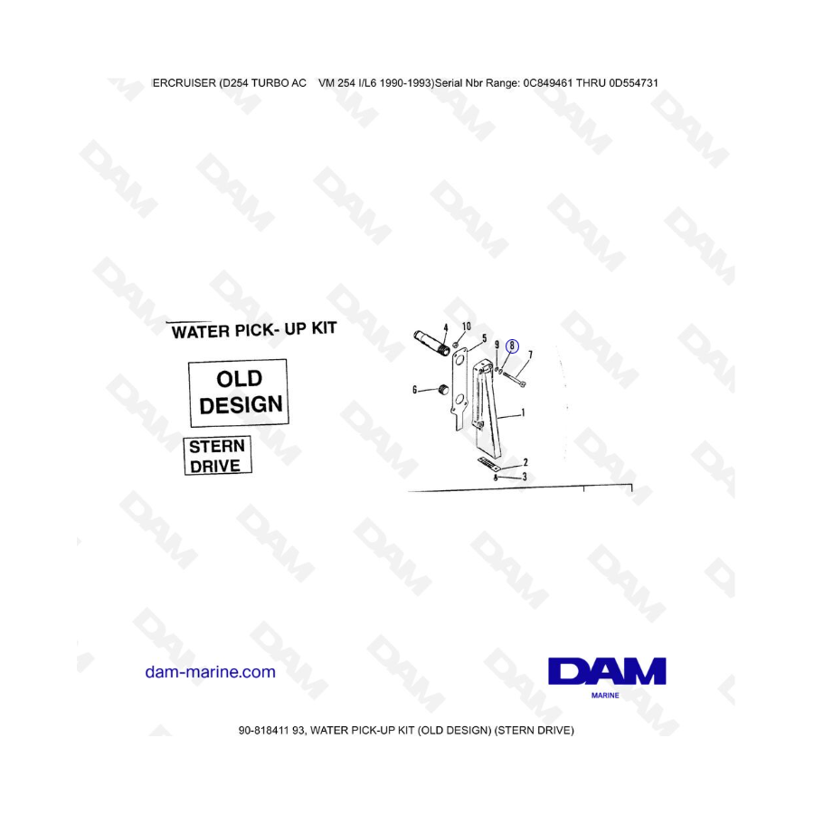Mercruiser D254 TURBO AC - WATER PICK-UP KIT (OLD DESIGN) (STERN DRIVE)