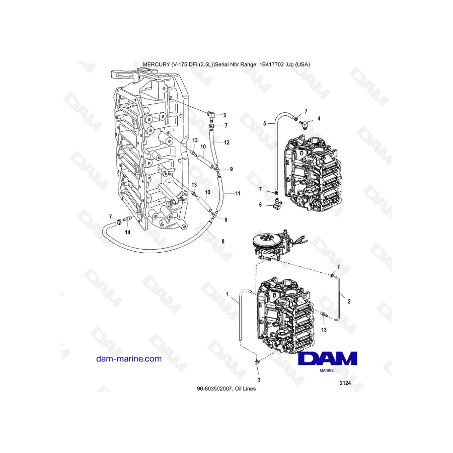 MERCURY MARINER 175 OPTIMAX - Oil Lines MERCURY MARINER 175 OPTIMAX - Oil Lines