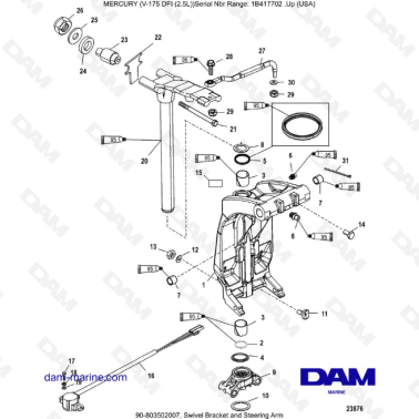 MERCURY MARINER 175 OPTIMAX - Swivel Bracket and Steering Arm