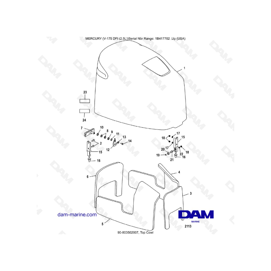 MERCURY MARINER 175 OPTIMAX - Top Cowl