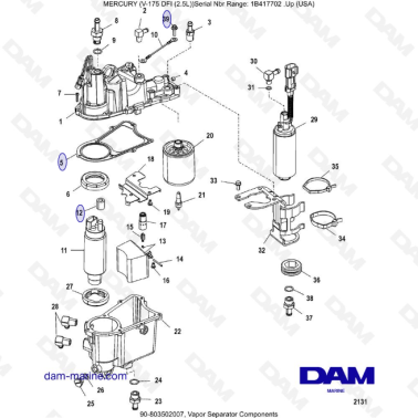 MERCURY MARINER 175 OPTIMAX  - Vapor Separator Components