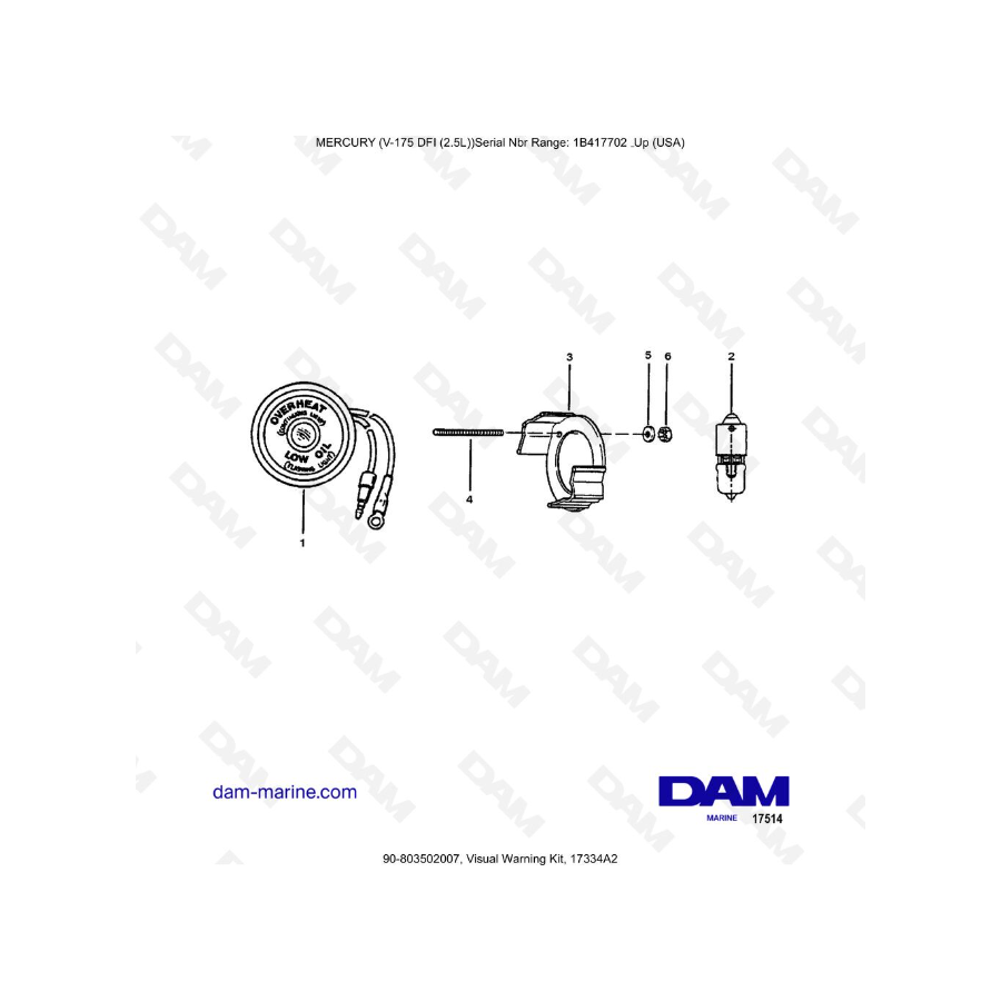 MERCURY MARINER 175 OPTIMAX - Visual Warning Kit, 17334A2 MERCURY MARINER 175 OPTIMAX - Visual Warning Kit, 17334A2